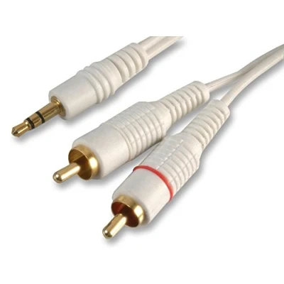 Image of Pro Signal PSG02892 3.5mm Stereo Jack Plug to 2x Phono (RCA) Plugs Lead, 5m, White