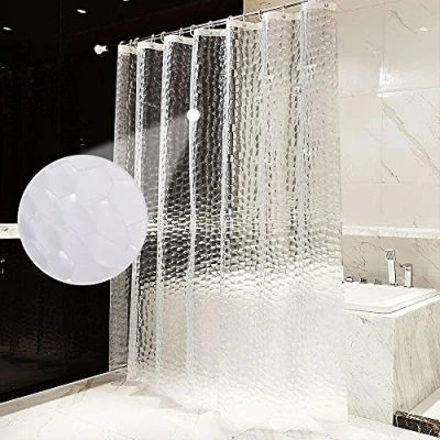 Image of AiQInu Shower Curtain,Bathtub Curtain EVA Waterproof 3D Semitransparente Eco Friendly Curtains Washable with 12 Hooks Rustproof (180 x 200cm)