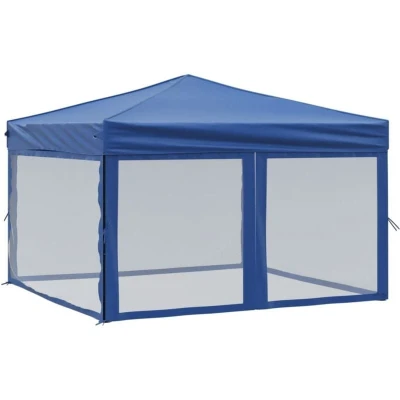 Image of vidaXL Folding Party Tent with Sidewalls Blue 3x3 m