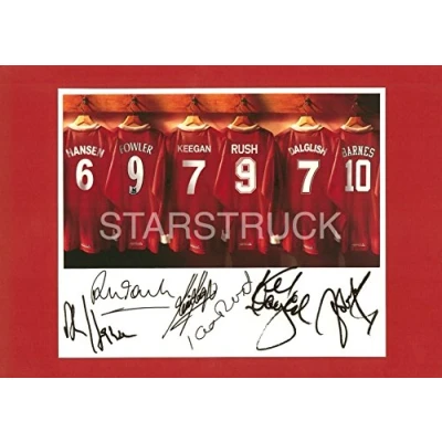Image of Liverpool FC Legends Kenny Dalglish Ian Rush Robbie Fowler Kevin Keegan John Barnes Alan Hansen Signed (Pre Printed) Exclusive A4 Print