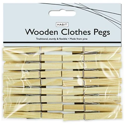 Image of 120 x WOODEN Pegs Heavy Duty Pine Clothes Laundry Washing Line Airer Dryer Wind Air Vibrant Sun Sunshine UK FREE P&amp;P