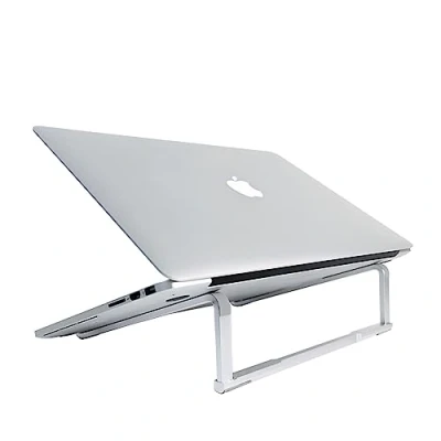 Image of MMOBIEL Laptop Stand Foldable Riser 10 to 18 inches Ventilated Holder Universal for Desk Compatible with MacBook, Notebook, ASUS, Acer and more Aluminum