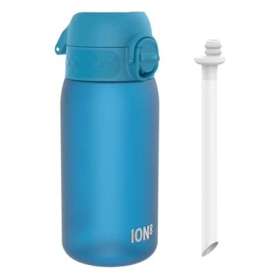 Image of ION8 Kids Water Bottles With Straw, BPA Free, Leakproof, Dishwasher Safe, Small Boys, Girls &amp; Toddler Bottle,Kids Drinks Bottle for School Lunch Box, Blue, 350ml/12oz