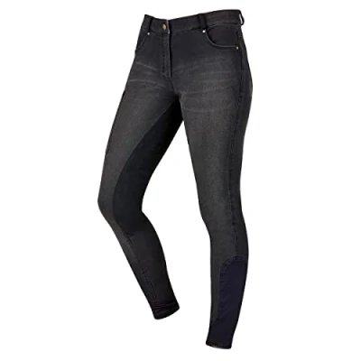 Image of Dublin Shona Full Suede Seat Denim Breeches, Ash, Ladies 6/24&quot;