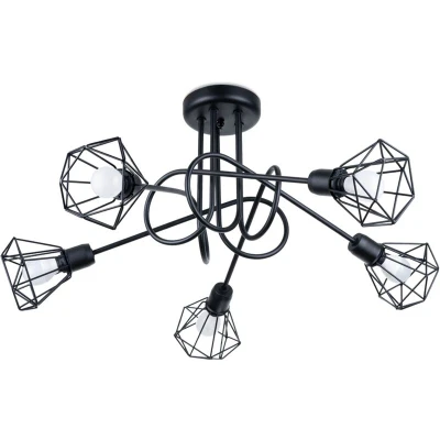 Image of Artemis Multi Arm Semi Flush Ceiling Lamp Black