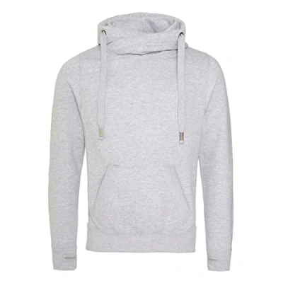 Image of AWDis Men&#039;s Cross Neck Hoodie, Grey (Heather Grey), XX Large