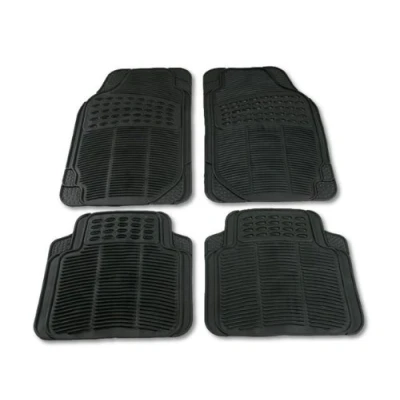 Image of SET OF BLACK CAR MATS ALL RUBBER FRONT/BACK FOR VAN Gift Idea
