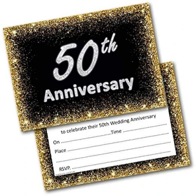 Image of doodlecards Golden Wedding Anniversary Invitations 50th Pack of 20 Invites and Envelopes Envelopes. Printed in UK, Premium Quality &amp; 100% Recyclable.