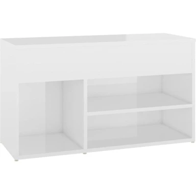 Image of vidaXL Shoe Bench High Gloss White 80x30x45 cm Engineered Wood