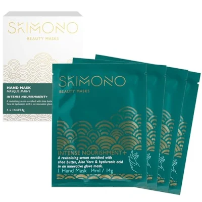Image of Hydrating Hand Mask Gloves Pamper Gift Shea Butter and Aloe Infused Moisturising for Dry Hands, Skincare Treatment with Collagen, Hyaluronic Acid Luxury Home Spa by SKIMONO (4 Pairs)