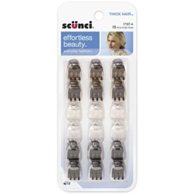 Image of Scunci Effortless Beauty Thick Hair Mini Jaw Clips, 1 Cm, 18 Count