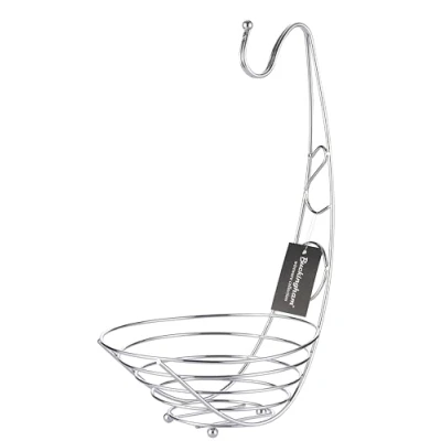 Image of Buckingham Banana Tree Holder Fruit Basket Storage Bowl, Chrome Plated, Premium Quality