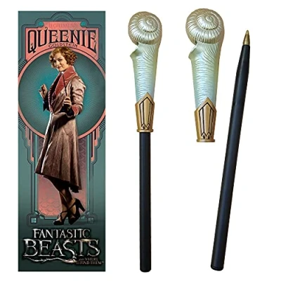 Image of The Noble Collection Fantastic Beasts Queenie Goldstein Wand Pen and Bookmark 9in (23cm) Officially Licensed Film Set Movie Props Gifts Stationery