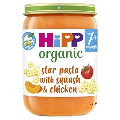 Image of HiPP Organic Star pasta with Squash &amp; Chicken Baby Food Jar 7+ Months (6 x190g)