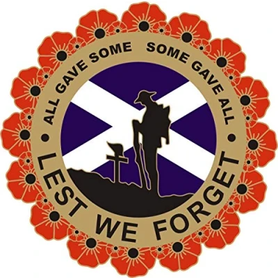 Image of Poppy Car Sticker with Soldier, Wreath and Scotland Flag Also ideal for scooters, laptops, mobiles, etc (Large)
