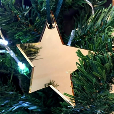 Image of Super Cool Creations Star Mirrored Gold Christmas Tree Decorations Pack of 10