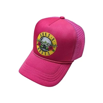 Image of Guns N&#039; Roses Baseball Cap Classic Band Logo Official Pink Trucker One Size