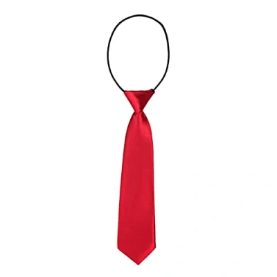 Image of DonDon Children Tie with Elastic Band Silk Look One Size Fits All Red