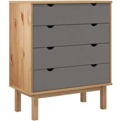 Image of vidaXL Drawer Cabinet OTTA Brown&amp;Grey 76.5x39.5x90cm Solid Wood Pine
