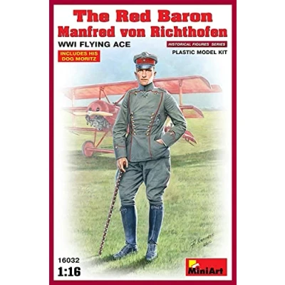Image of Miniart 1:16 Scale The Red Baron Manfred von Rihthofen WWI Flying Ace Plastic Model Kit