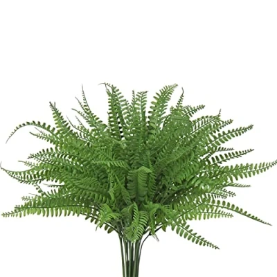 Image of Briful 4 PCS Artificial Boston Fern Branches Fake Shrubs Leaf Spray Faux Greenery Plant for Home Garden Wedding Decoration Floral Arrangement
