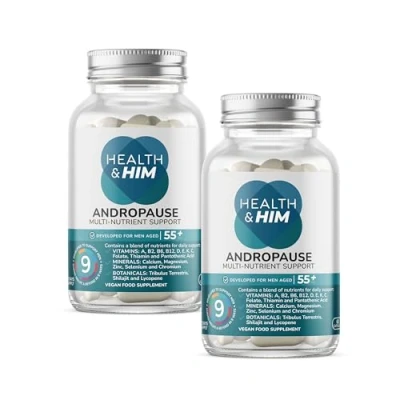 Image of Health &amp; Him Andropause 55+ Supplements for Men 2 Months Supply of 60 Capsules Men&#039;s Multivitamin with Shilajit Tribulus Terrestris Vegan, Gluten Free, Vitamins