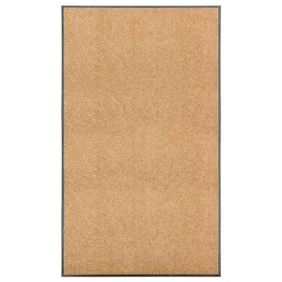 Image of vidaXL Indoor/Outdoor Use Cream Doormat Washable 90x150cm, Dirt Absorbent Door Mat with Non Slip PVC Backing, Durable Polyamide Material