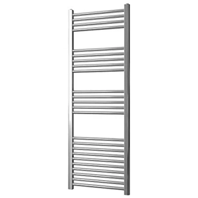 Image of Greened House Chrome Straight Heated Towel Rail 500mm Wide x 1400mm High Flat Central Heating BathroomTowel Radiator