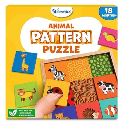 Image of Skillmatics Animal Pattern Puzzle Set Educational Wooden Toy for Toddlers, Matching &amp; Learning Game, Gifts Boys Girls Ages 18 Months and up