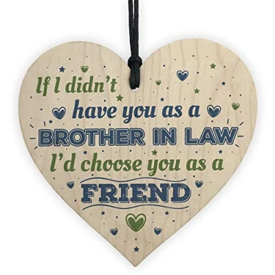 Image of RED OCEAN Brother In Law Birthday Gift Card Wooden Heart Plaque Keepsake Friendship Men For Him
