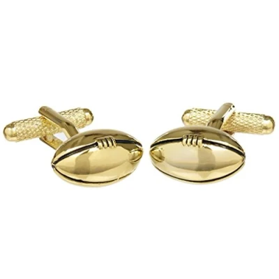 Image of Rugby Ball Shirt Cufflinks In Gold or Silver Colour Presented GS Cufflink Box (Gold Colour)