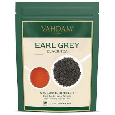 Image of VAHDAM, Earl Grey Tea Loose Leaf 340g (170+ Cups) Citrusy &amp; Delicious Black Blended With Pure Oil Of Bergamot Unblended Single Origin Vacuum Sealed Pack