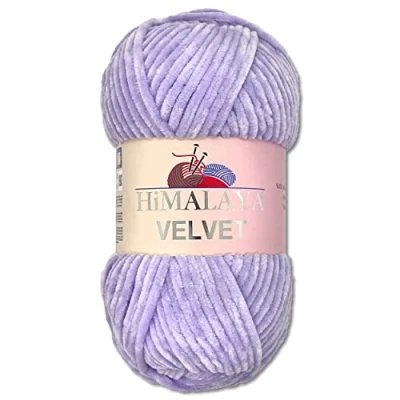 Image of Wohnkult Himalaya 100 g Velvet Dolphin Wool, 40 Colours to Choose From, Chenille Knitting Yarn, Fluffy Shiny Accessory, Clothing, Blankets (90005, Lilac)