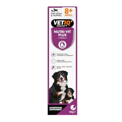 Image of VETIQ Nutri Vit Plus Vitamin Supplement Paste For Dogs &amp; Puppies, Helps to Provide Extra Energy Nutrition Poor Eaters And Support When Off Their Food, 100 g