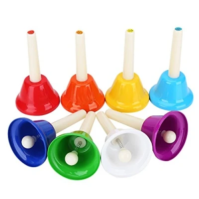 Image of VGEBY Hand Bell Set, 8 Note Metal Musial Handbells Diatonic Bells Sets for Children Educational Instruments Toy Percussion Supplies Musical Instrument