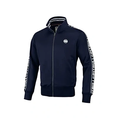 Image of PITBULL Men&#039;s Sweatshirt Pit Bull West Coast Oldschool Tape Logo S Navy Blue