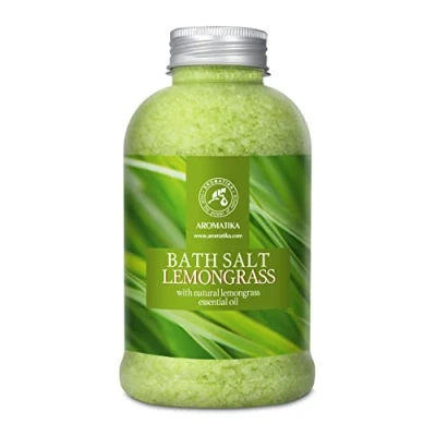 Image of Bath Salts w/Natural Essential Lemongrass Oil 600g Sea Salt for Good Sleep Bathing Body Care Wellness Beauty Relaxation Aromatherapy Spa Supplement