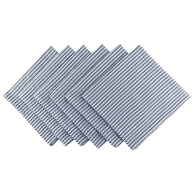 Image of DII 100% Cotton Seersucker Striped Tabletop Collection, Blue, Napkin Set, 6 Piece