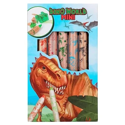 Image of Depesche 12180 Dino World Mini Colouring Pencils, 5 Thick Pencils with Sharpener