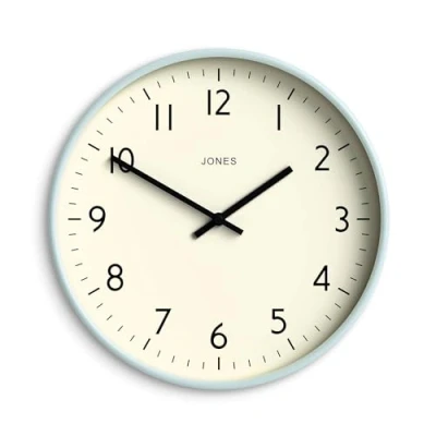 Image of Jones Clocks® Vibrant Round Wall Clock in Acrylic the &#039;Studio&#039; Blue, 30 x 4cm