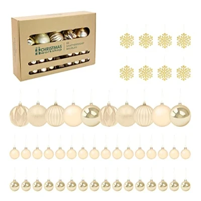 Image of Christmas Workshop 50pk Shatterproof Baubles Champagne