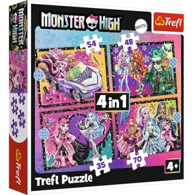 Image of Trefl Monster High, High Electrifying Day 4 in 1 puzzle, Puzzles, from 35 to 70 Pieces Different difficulty levels, for children aged and up