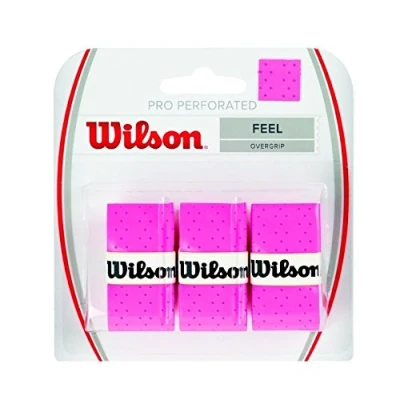 Image of Wilson Pro Overgrip Perforated 3 Pack White, Green, Pink Tennis Badminton Squash