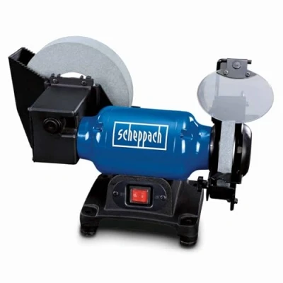 Image of Scheppach 250W 8 inch Wet &amp; 6 Dry Electric Bench Grinder with Eye Shields