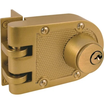 Image of PRIME LINE U 9972 Jimmy Resistant Deadlock, Diecast, Brass Color, Angle Strike, Double Cylinder, 1 Pack