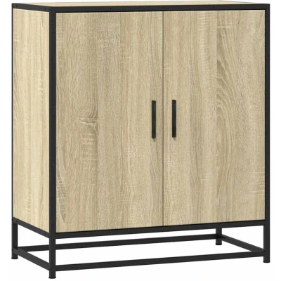Image of vidaXL Sideboard Storage Cabinet Sonoma Oak/Metal 68x35x76cm Modern Industrial Style Display Unit with Drawers/Doors Living/Dining Room
