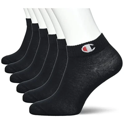 Image of Champion Core 6PP Quarter Ankle Socks, Black, 35 38 (Pack of 6)