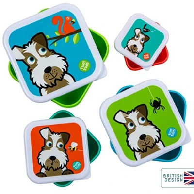 Image of TUM Nesting Snack Pots for Kids, Boxes Kids Box Set, BPA Free Scruff The Dog