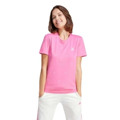 Image of adidas Women&#039;s Essentials Monogram Slim Graphic Tee, preloved fig, L