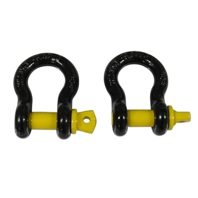 Image of Black Yellow Lifting Bow Shackle Screw Pin 3.25 Ton X2 (3.25T Towing Recovery Connector 3250KG)